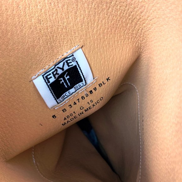 Frye  Lindsay Black Riding Pull On Boots Knee-High Metal Plate Sz 6 - Picture 14 of 16